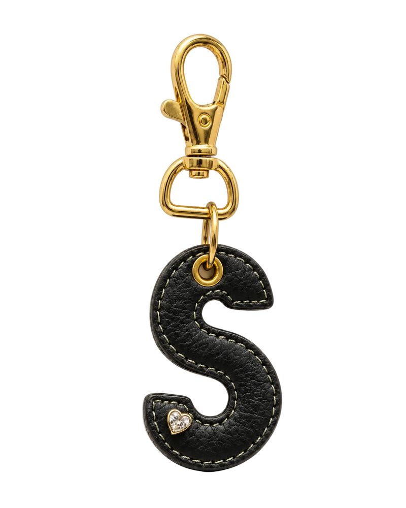 initial leather bag charm